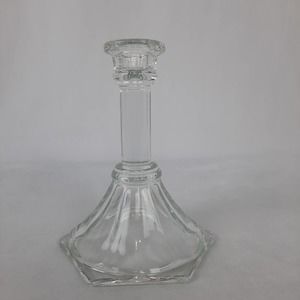 Vintage Crystal Clear Glass Taper Candlestick Candle Holder